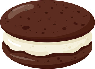 A delicious chocolate whoopie pie with creamy white filling isolated on a white background a classic american dessert