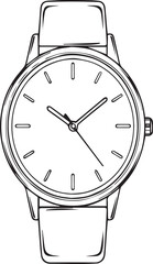 Wristwatch outline illustration on white background