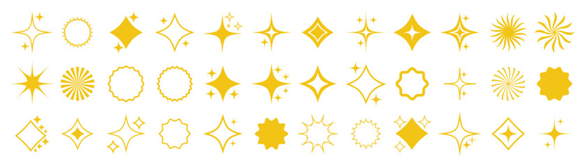 Super premium set vector star modern stars isolated on white. Sparkle star icon collection. Twinkling stars symbol in golden design. Vector illustration.