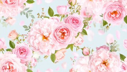 Elegant Pastel Floral Wall With Soft Pink Peonies Roses And Subtle Greenery Highly Detailed
