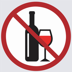 no alcohol sign silhouette vector art illustration, no alcohol sign