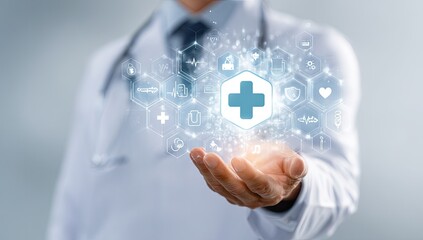 Doctor holding a medical symbol