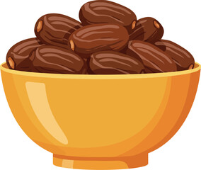 A vibrant orange bowl overflowing with delicious ripe and sweet medjool dates a healthy and natural fruit snack