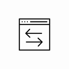 browser horizontal arrows icon sign vector