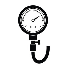 Black pressure gauge with hose measurement dial