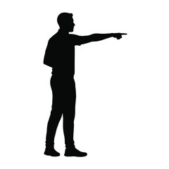 Man pointing direction silhouette white