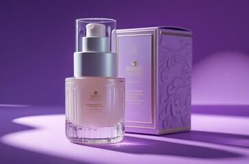 bottle of skincare on pink background