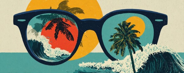 Tropical Beach View Through Sunglasses