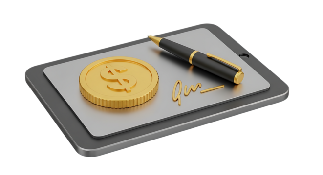 Digital Signature and Golden Coin Represents Online Business Agreement Investment and Financial Transactions Technology and Modern Banking Concept with Electronic Contract - Powered by Adobe