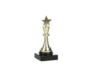 a golden trophy with a star on top isolated on white background PNG ,AI GENERATED