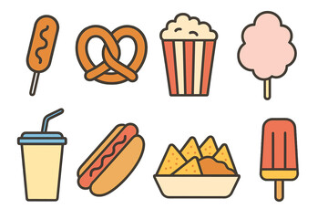 Delightful carnival food vector illustration featuring tasty treats