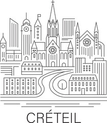Naklejka premium Créteil City Line Draw Simple Minimalist