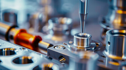 Precision metal engraving on industrial cnc machine for manufacturing