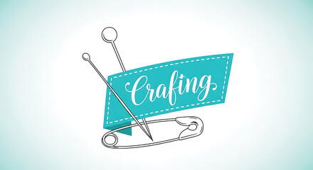 Artisan creative works in a minimalist composition, with sewing and knitting motifs, promoting