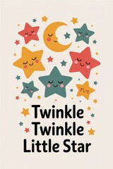 Fototapeta premium Cute Illustration of Moon with Colorful Stars 