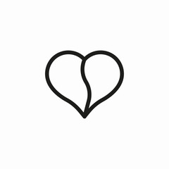 broken heart split icon sign vector