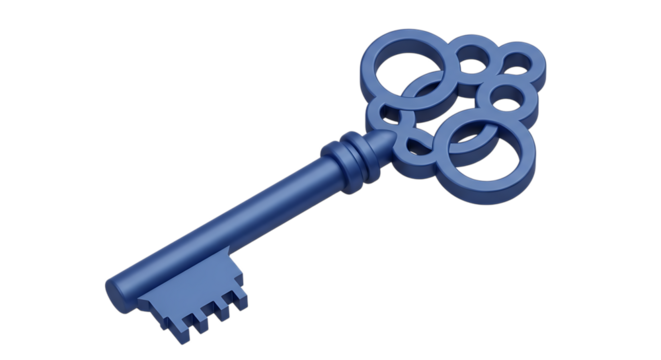 Elegant Blue Key on Black Background Represents Security and Access with Modern Design Elements and Artistic Flair and Mystery