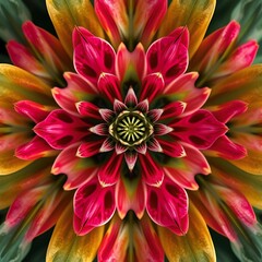 Obraz premium Macro close-up of multicolor dahlia with symmetrical petals