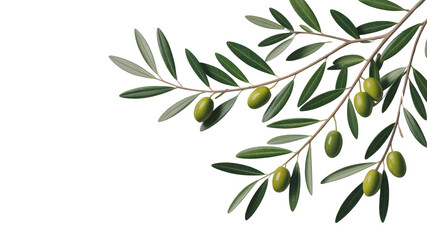 Lush Olive Branch with Ripe Green Olives on Transparent Background