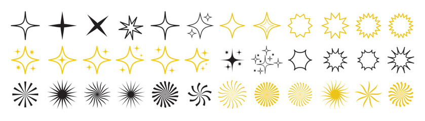 Super premium set vector star modern stars isolated on white. Sparkle star icon collection. Twinkling stars symbol in black design. Vector illustration.