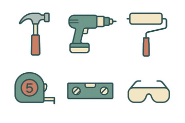 Tools for home improvement and DIY projects in vector style