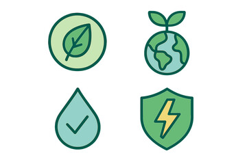 Vector illustration of nature symbols representing eco-consciousness