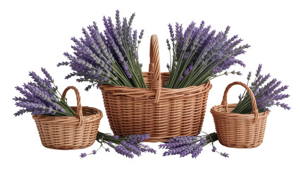 Lavender Bunches in Wicker Baskets - Rustic Still Life Photography