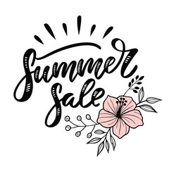 Summer sale lettering with floral accents flower