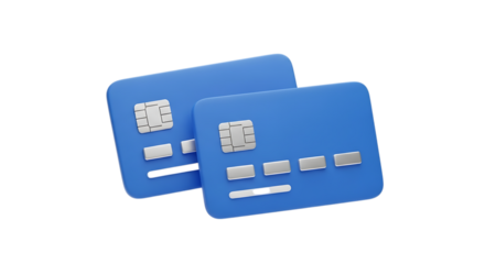 Two Blue Credit Cards Floating on a Black Background Representing Online Banking and Financial Transactions
