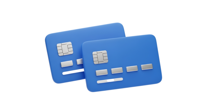 Two Blue Credit Cards Floating on a Black Background Representing Online Banking and Financial Transactions