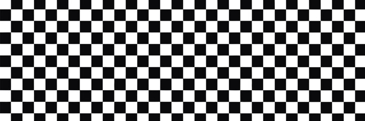Fototapeta premium Monochrome waving checkered finish line flag vector symbol with seamless competition banner for motorsport events and drag race designs, isolated flat illustration on white background