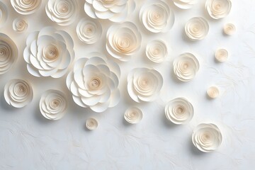 Obraz premium Elegant White Paper Flowers on a Textured White Background
