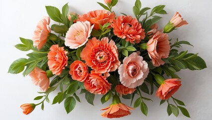 Obraz premium Elegant Floral Arrangement of Peach and Orange Carnations with Greenery