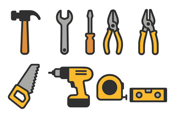 Tools for home improvement and construction in vector illustration