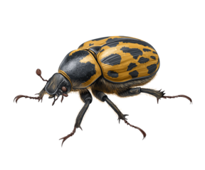 Illustration of a Yellow and Black Spotted Beetle insect isolated on a transparent background