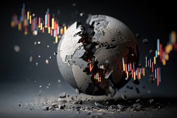 A fractured globe, illustrating economic disruption