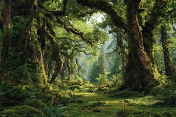 Fototapeta premium Lush, sunlit forest path
