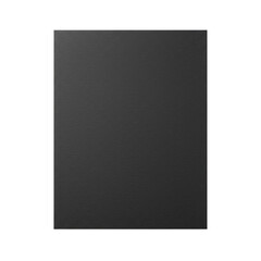 A pristine black kraft paper sheet, flat, uncreased, with subtle fibrous matte texture, presented on a transparent seamless studio background, overhead top-down view, even shadowless lighting, clean