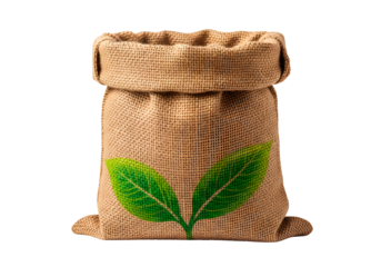 Eco-friendly Natural Jute Bag with Green Leaf Design for Sustainable Living
