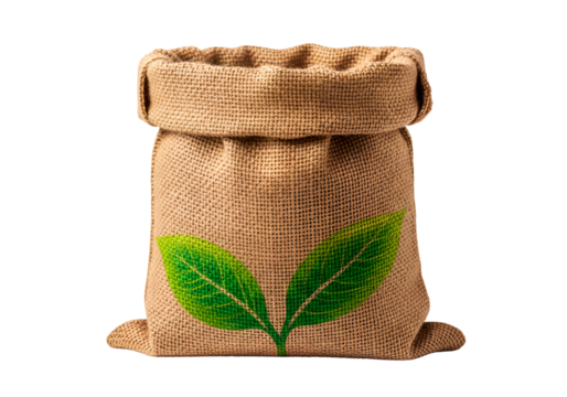 Eco-friendly Natural Jute Bag with Green Leaf Design for Sustainable Living