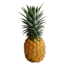 Fototapeta premium A whole fresh pineapple with green foliage isolated on transparent background, a vibrant and juicy tropical fruit