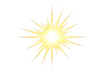 Fototapeta premium Golden starburst light effect on transparent background