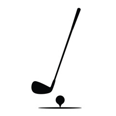 Golf club and ball on tee sport