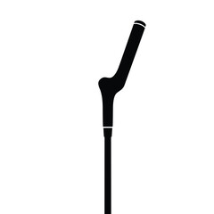 Black medical crutch on white background support mobility