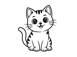Cute Kitten Icon – Adorable Cat Vector Illustration Isolated on White
