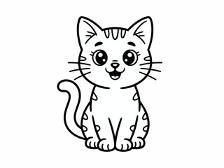 Cute Kitten Icon – Adorable Cat Vector Illustration Isolated on White
