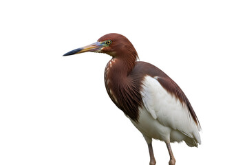 Fototapeta premium Elegant heron with striking brown and white plumage against a black background
