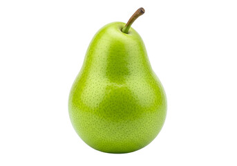Fresh Green Pear with Smooth Skin and Curved Shape on Black Background