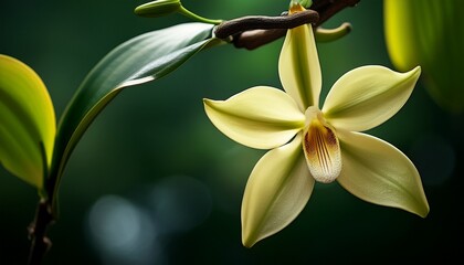 Obraz premium a close up shot of a vanilla plant showing its delicate
