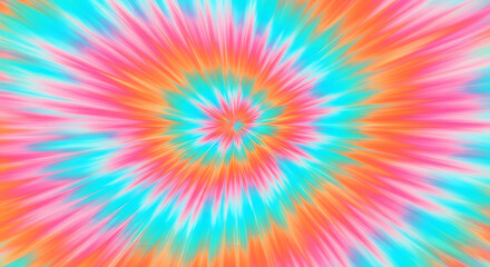 Fototapeta premium Psychedelic pink, blue and orange tie-dye spiral burst background.